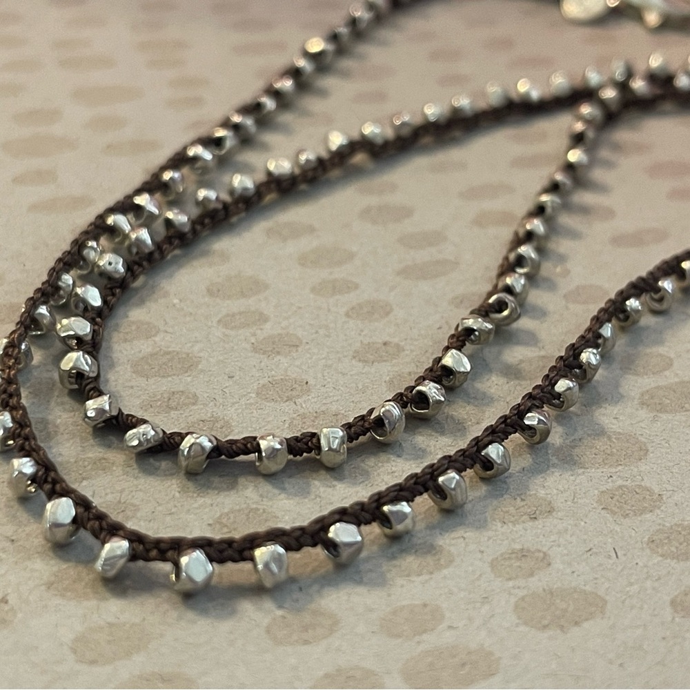Silpada Silk Cord with Sterling Silver Beads Necklace N2107 RARE